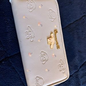 sanrio cinnamoroll character check long zip wallet imitation leather